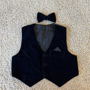 Black Velvet Vest and Bow Tie Set